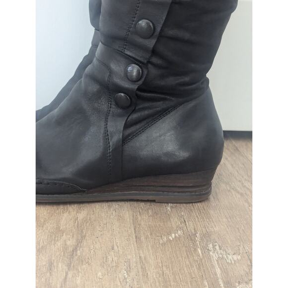 Miz Mooz Wedge Heel High Boot Black Leather, Victorian Steampunk Style Size 11 - Picture 5 of 16